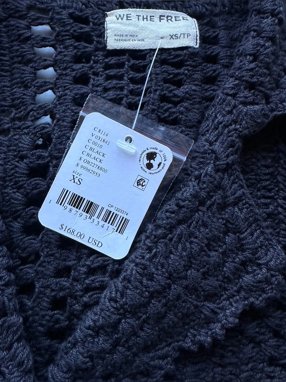 NWT Free People Friend Of A Friend Sweater in Black